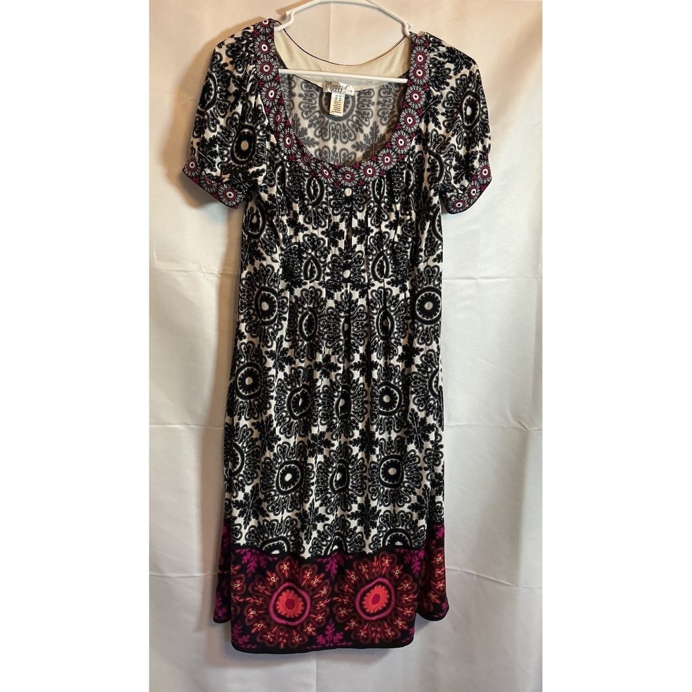 Women's Maggy L - US Size 12 - Black/ white /pink - Short sleeve - Stretch Dress